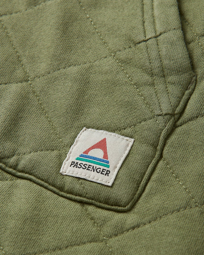 Getaway Quilted Full Zip Hoodie - Khaki - Flatlay