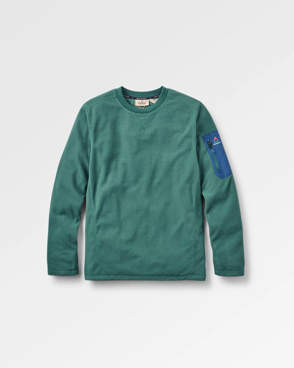 Forestscape Grid Fleece Crew - Deep Ocean - Flatlay