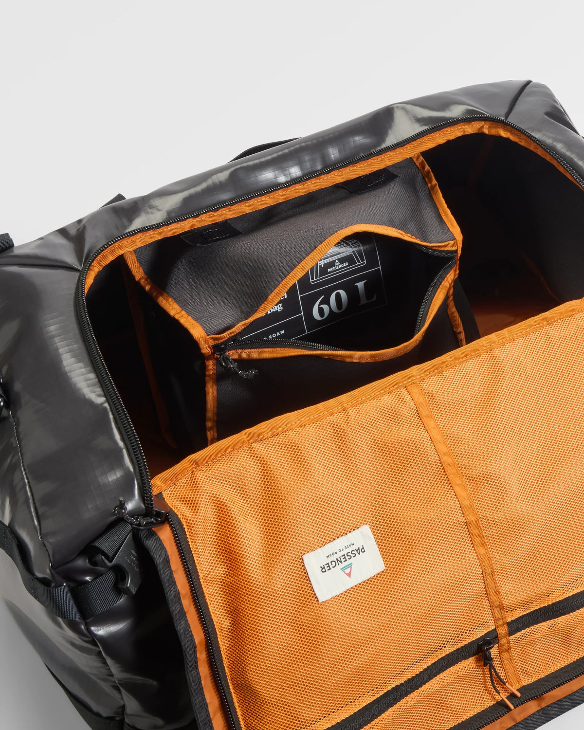 Roamer 60L Duffel Bag - Phantom Black - Flatlay