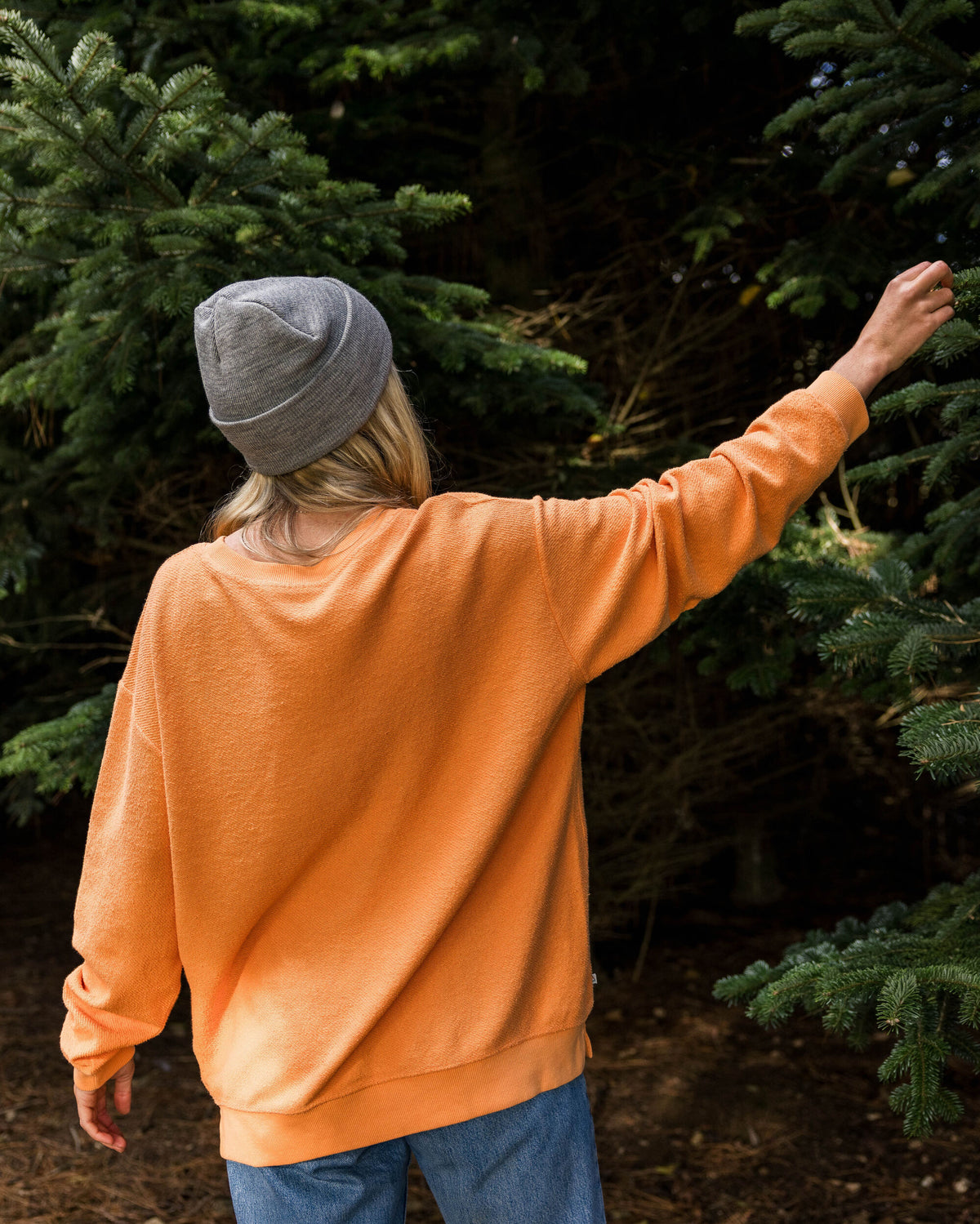 Fauna Cotton Textured Sweatshirt - Apricot - Lifestyle