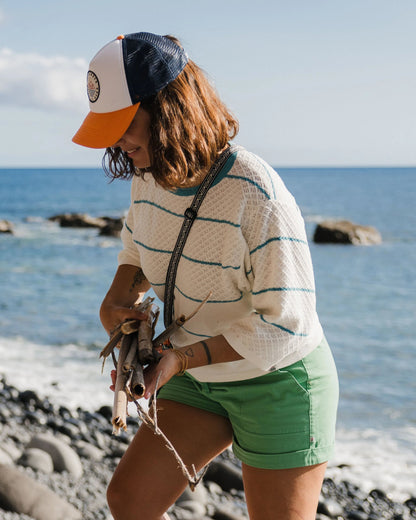 Migrate Knitted Jumper - Blue Pool Stripe - Lifestyle