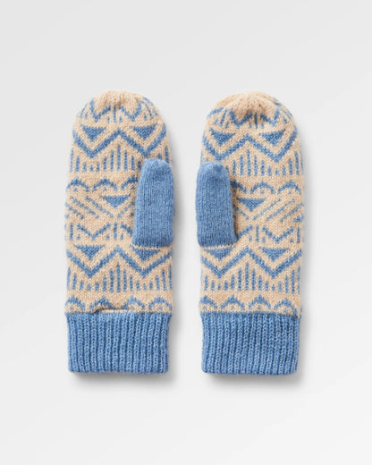 Nurture Fleece Lined Mittens - Faded Denim - Flatlay
