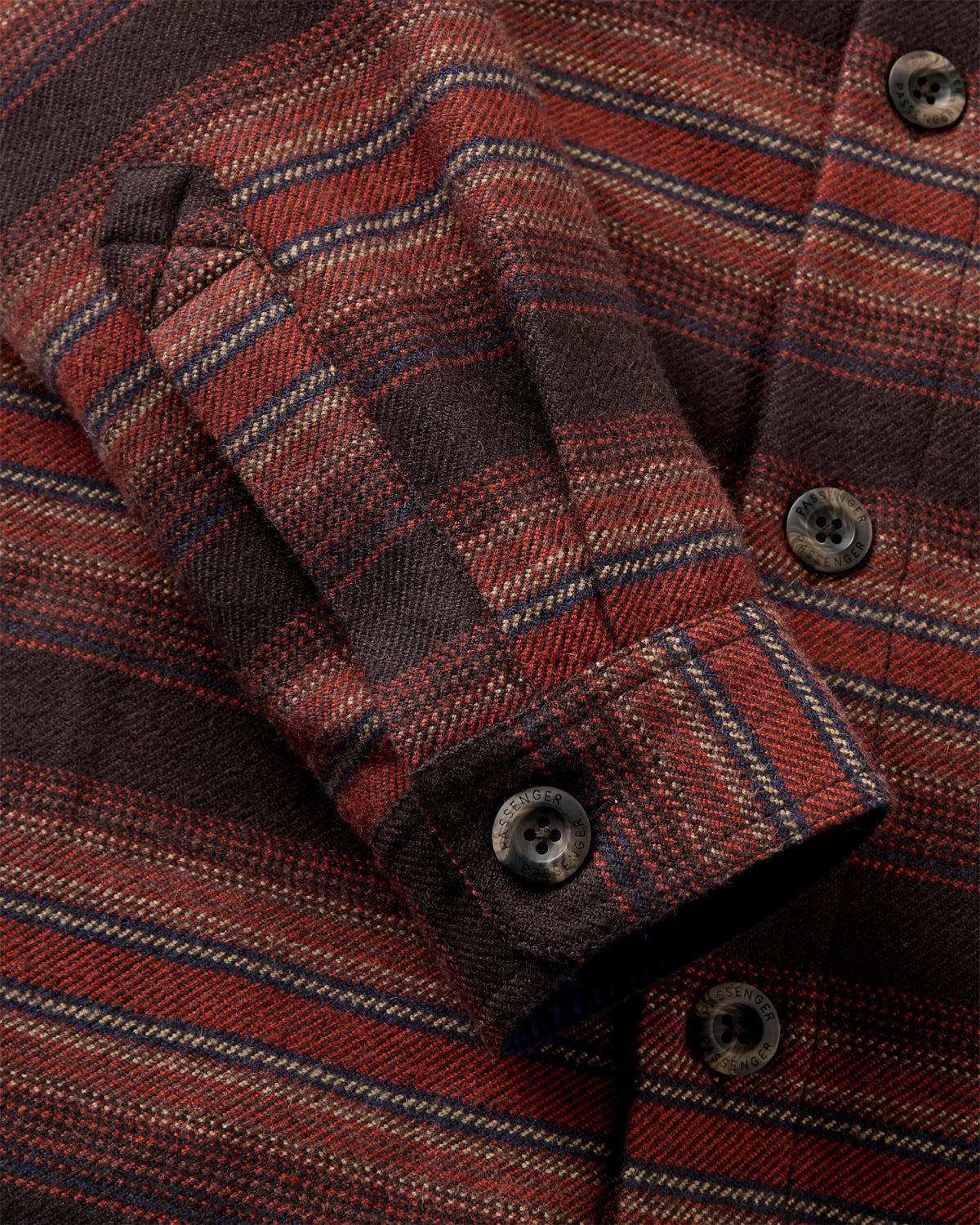 Barren Wool Blend Overshirt - Dark Rust Stripe - Flatlay