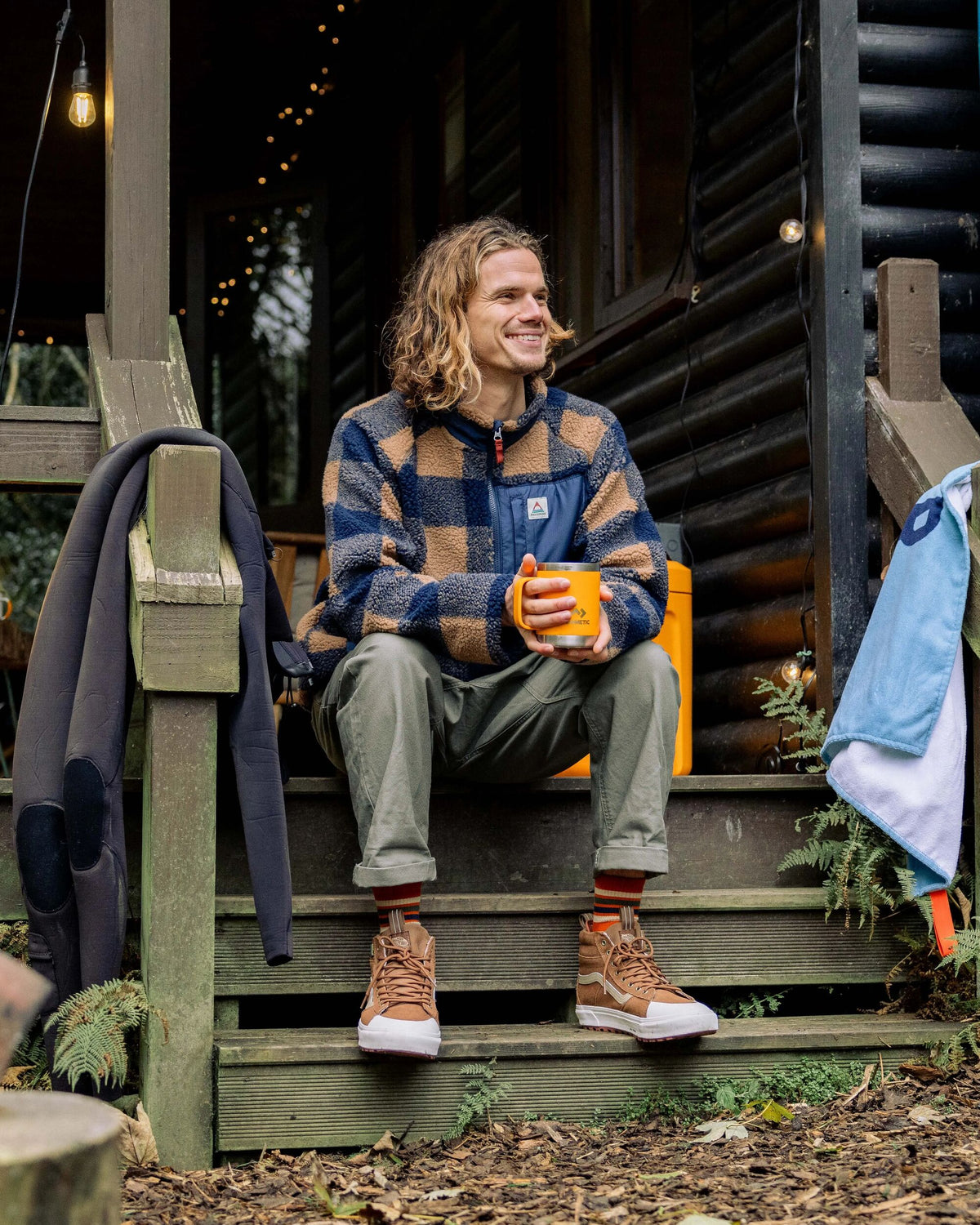 Offroad Sherpa 1/2 Zip Fleece - Toffee/Rich Navy Buffalo - Lifestyle
