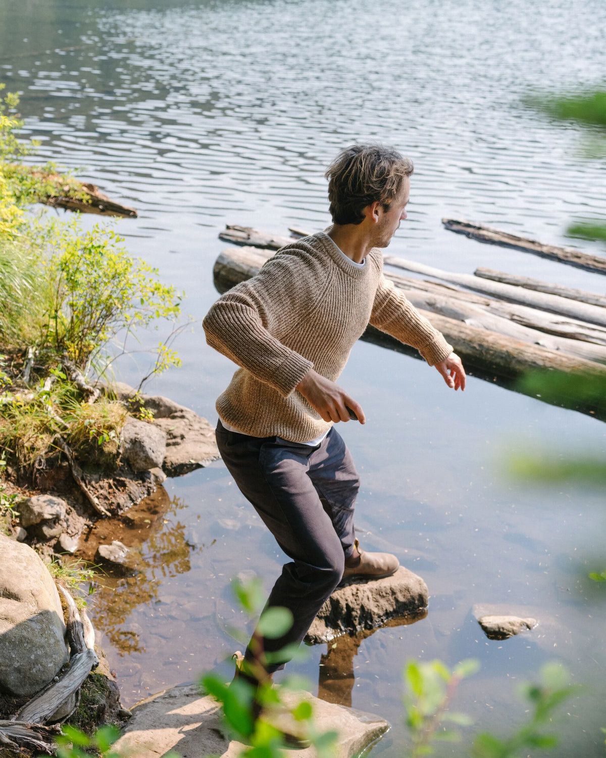 Fog Knitted Jumper - Stone - Lifestyle