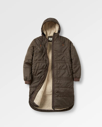 Flora Sherpa Lined Parka - Coffee - Flatlay
