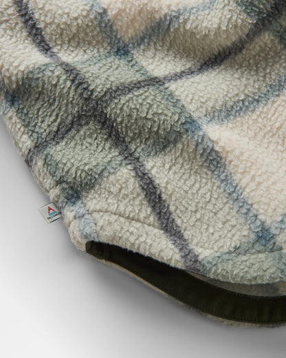 Cloudy Sherpa Fleece Shirt - Pistachio Check - Flatlay