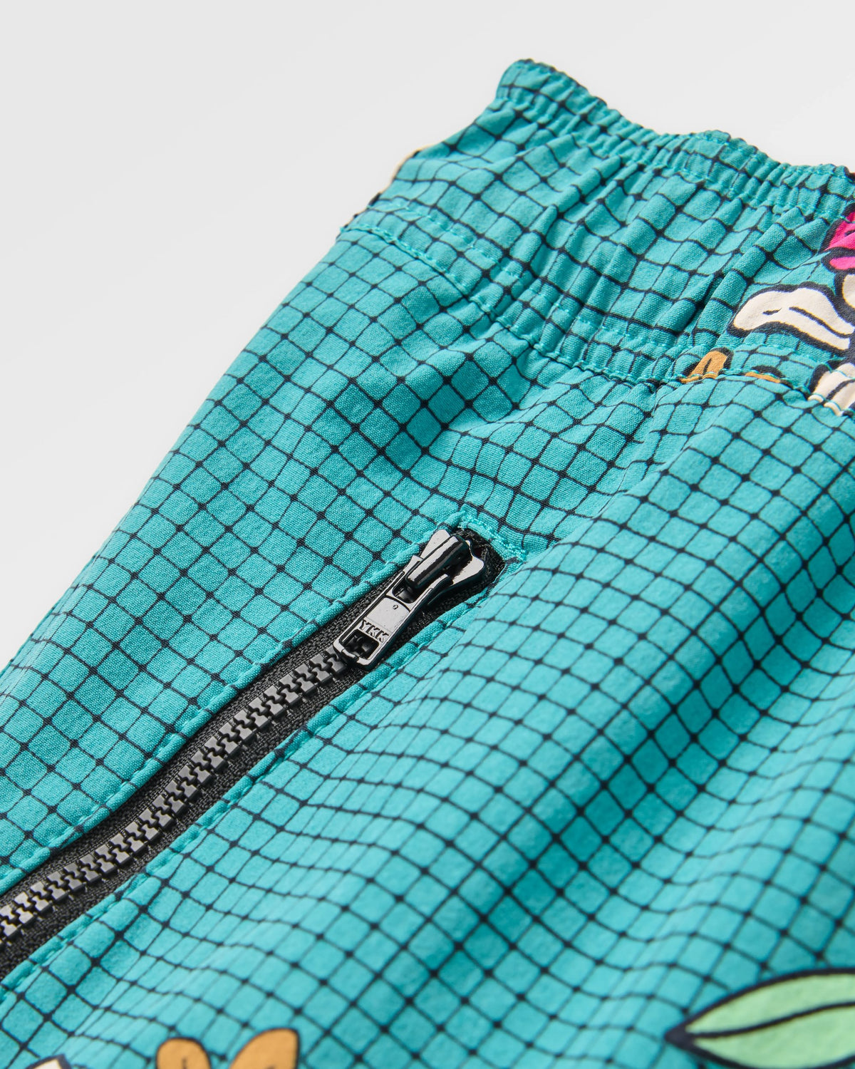 Way Out Netplus® All Purpose Short - Floral Grid Ocean Teal - Flatlay