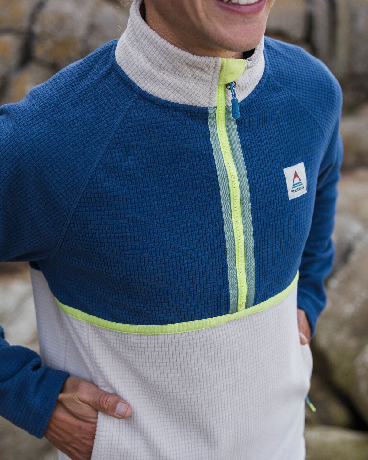 Overlook Grid Polar Fleece - Dark Denim/Pebble Grey - Lifestyle