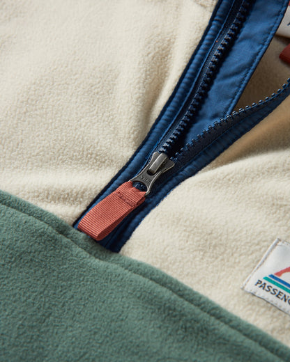 Set Off Polar 1/4 Zip Fleece - Oatmeal/ Dark Forest - Flatlay