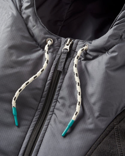 Woodland Hooded 1/2 Zip Polar Fleece - Black/ Dark Forest - Flatlay