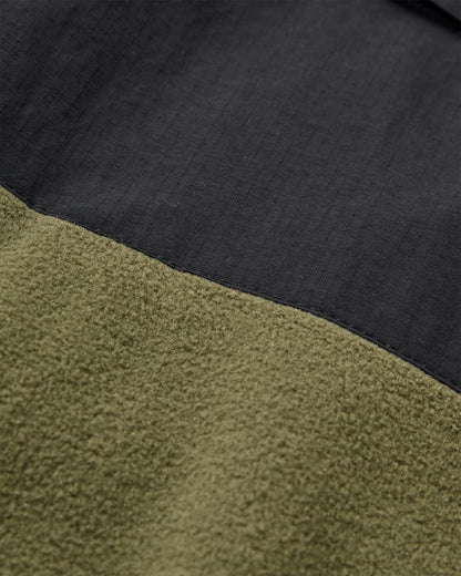 Woodland Hooded Polartec® Fleece - Black/Khaki - Flatlay