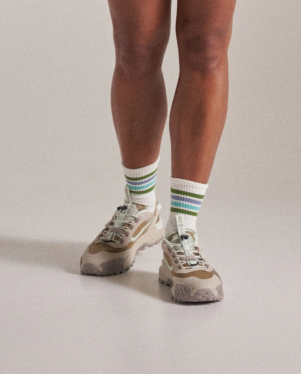 Classic Midweight Crew Socks - Birch - Studio Model - Female