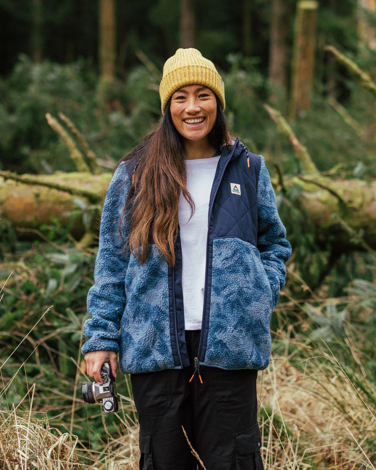 Sefton Deep-Pile Sherpa Full Zip Fleece - Abstract Mountain Blue Steel - Lifestyle