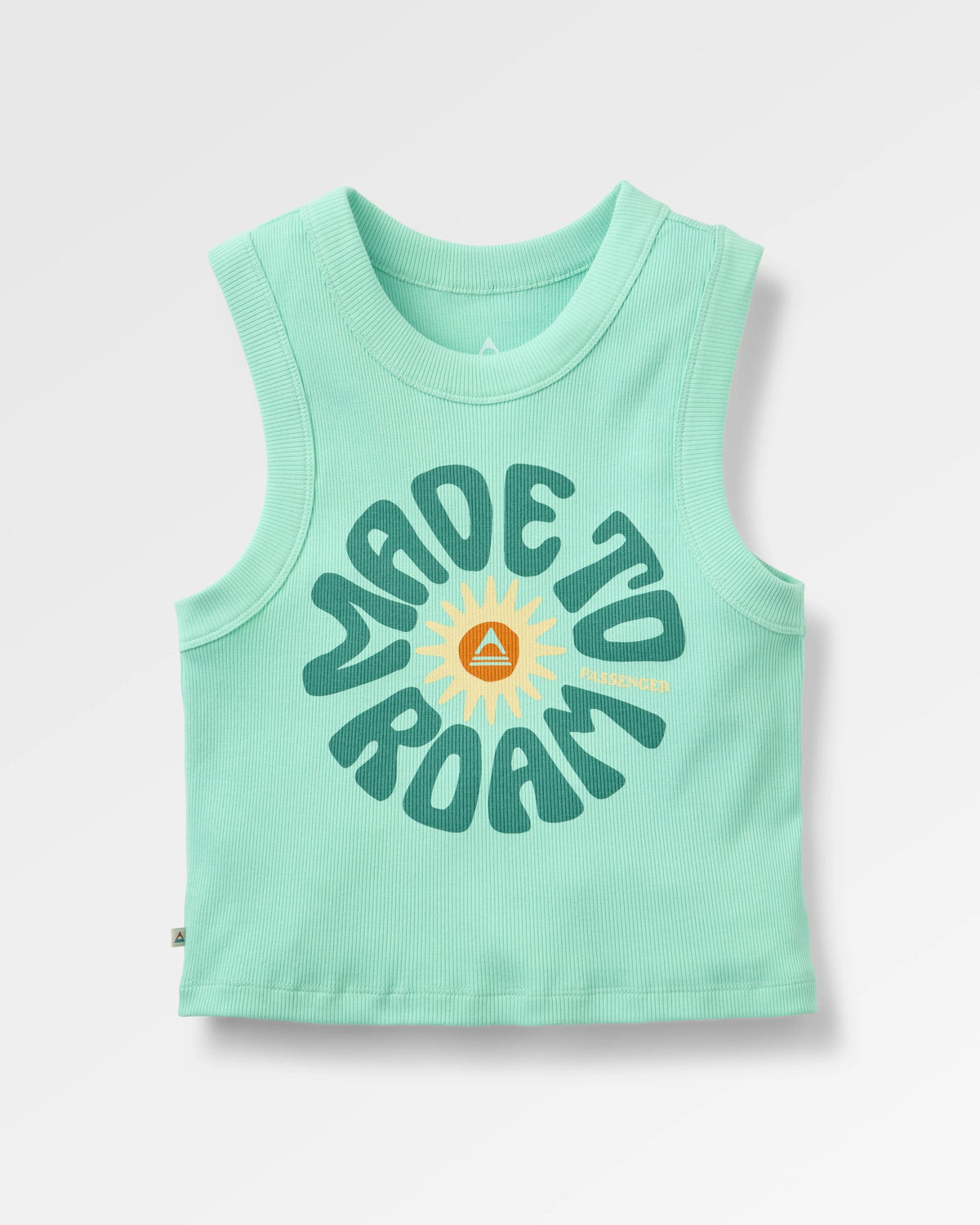 Easy Days Ribbed Graphic Cropped Vest - Aquamarine - Flatlay
