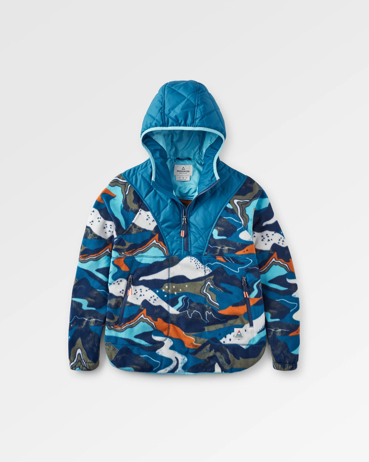 Juana Polar Hooded Fleece - Adventure Tidal Blue - Flatlay