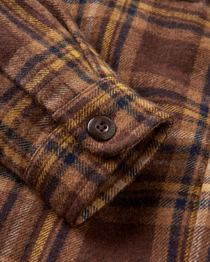 Barren Overshirt - Brown/Mustard Check - Flatlay