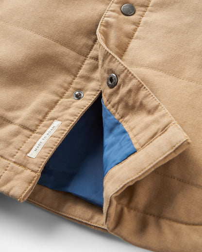Taranaki Canvas Quilted Overshirt - Stone - Flatlay