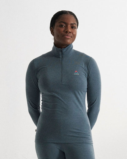 Women's Merino Blend Base Layer Top - Storm Grey - Studio Model