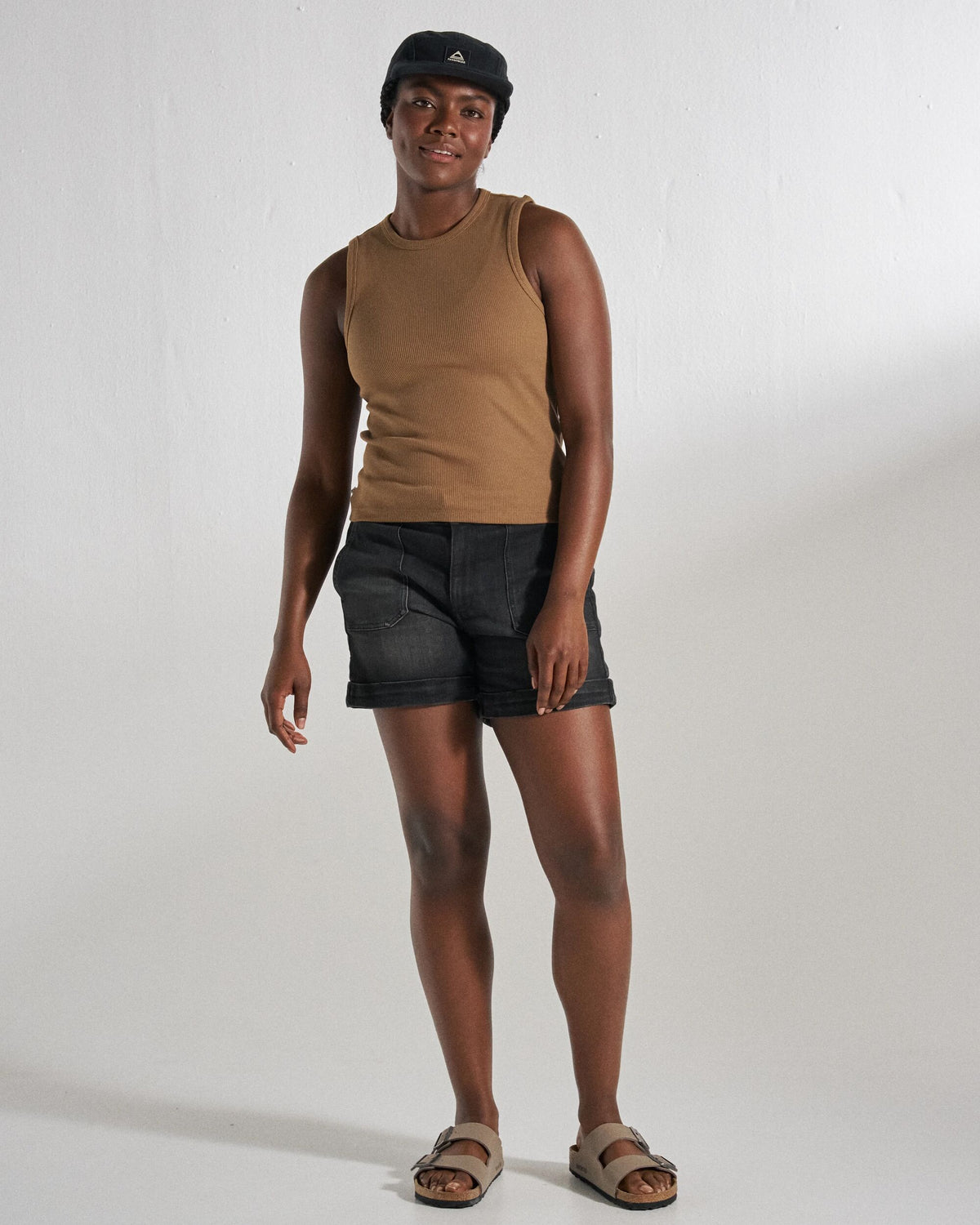 Atmos Ribbed Tank Vest - Caramel Brown - Studio Model