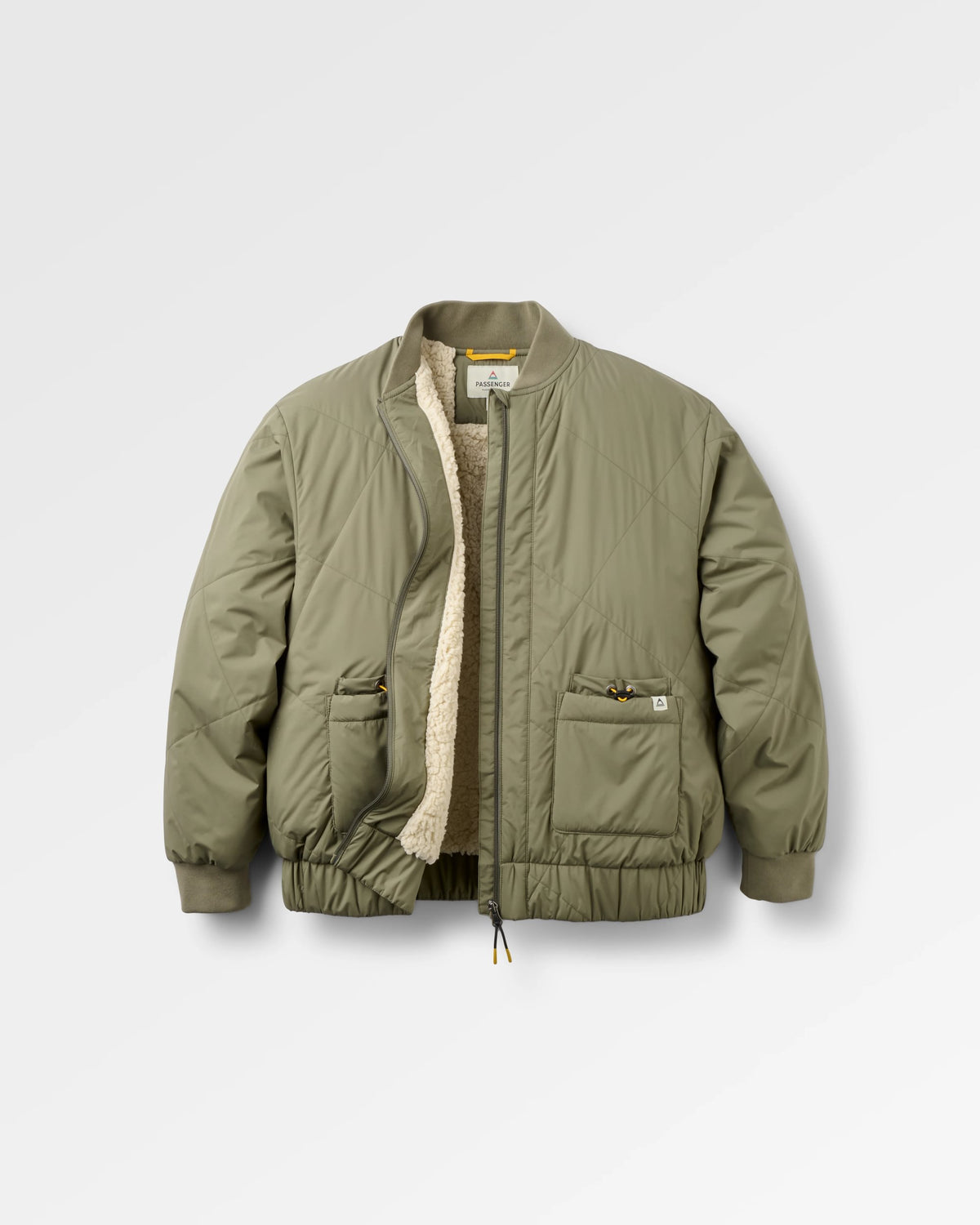 Lucia Sherpa Lined Bomber Jacket - Dusty Olive - Flatlay