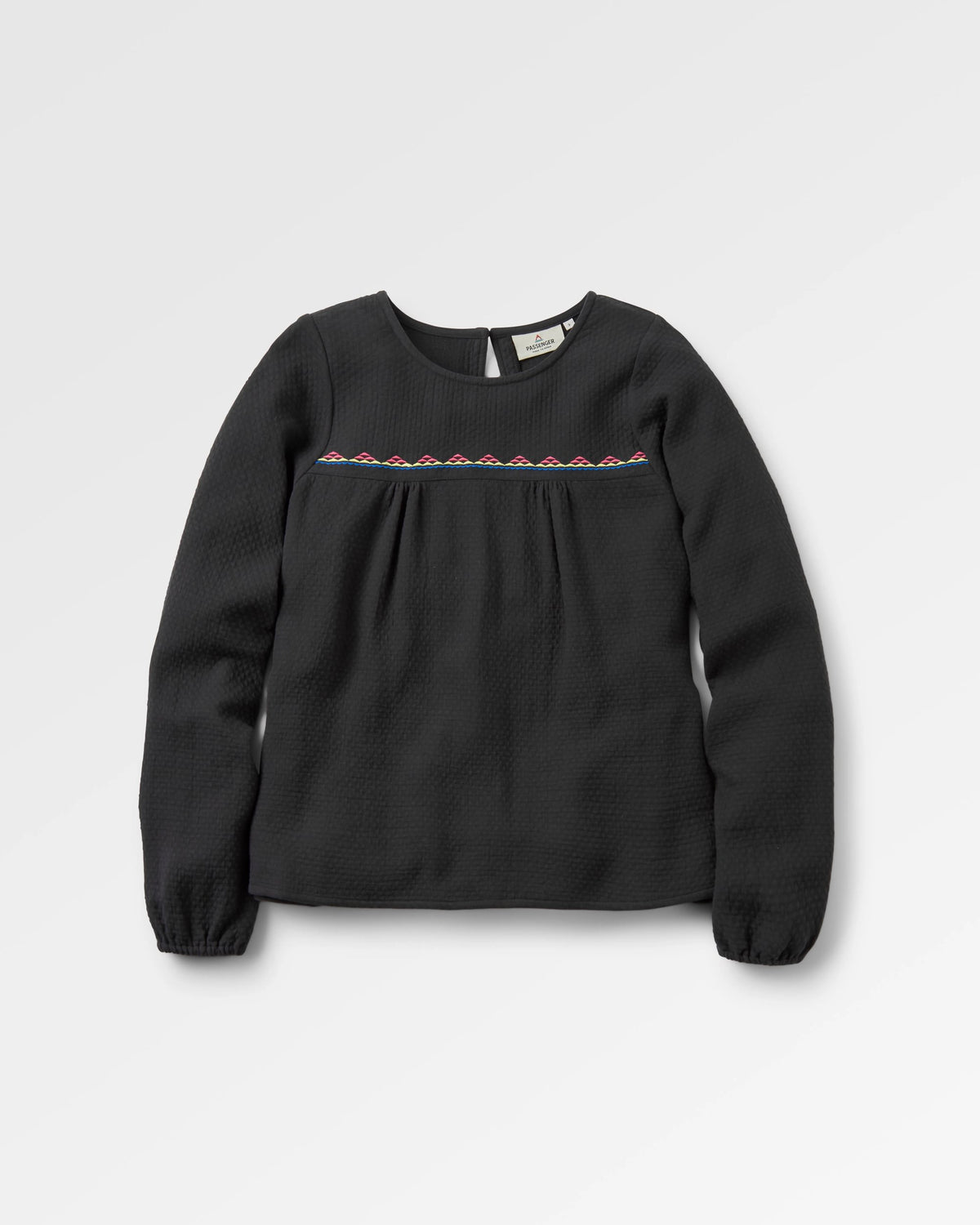 Petal Cotton LS Top - Black - Flatlay