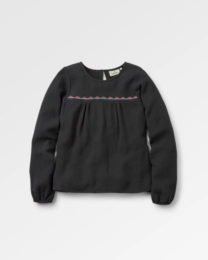 Petal Cotton LS Top - Black - Flatlay