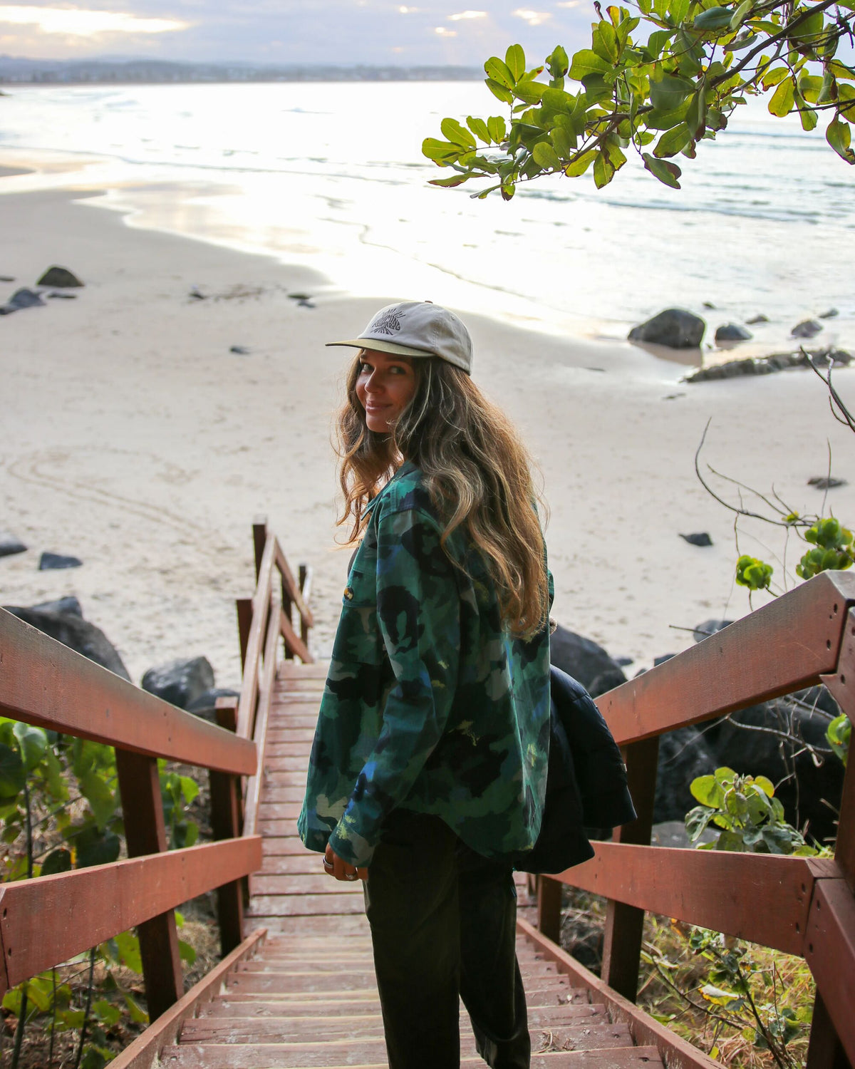 Coral Cotton LS Shirt - Alpine Camo Rain Forest - Lifestyle