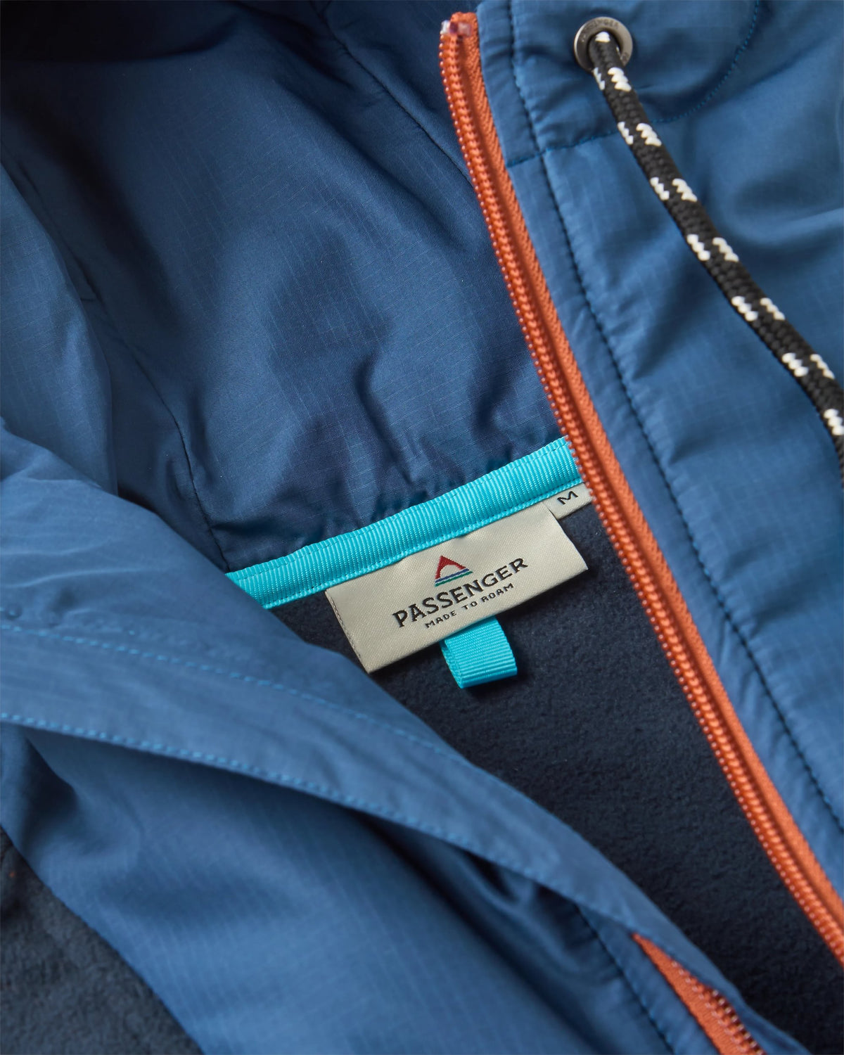 Woodland Hooded 1/2 Zip Polar Fleece - Baked Clay/Deep Navy - Flatlay