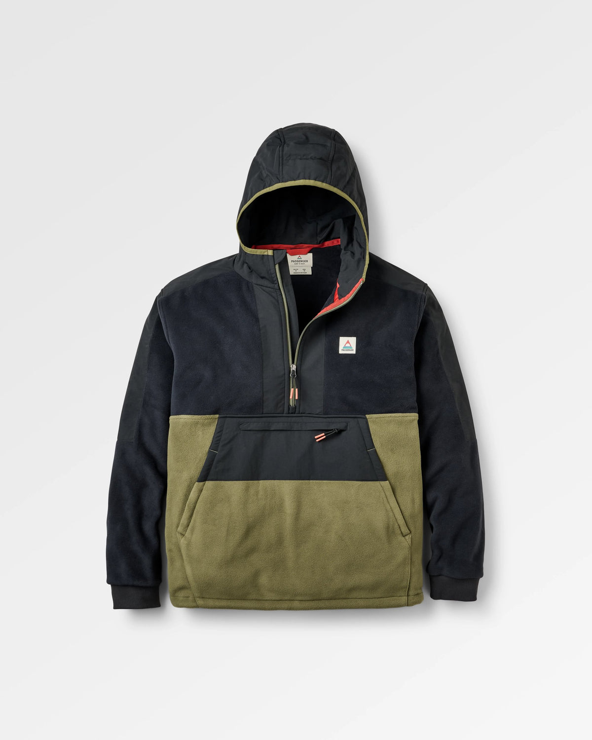 Woodland Hooded Polartec® Fleece - Black/Khaki - Flatlay