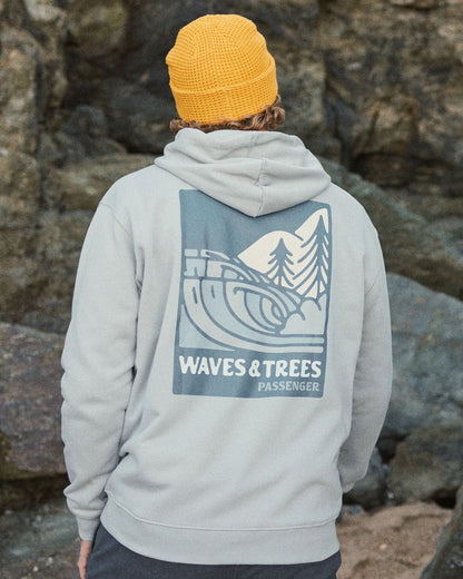 Waves & Trees Cotton Hoodie - Steel Grey - Lifestyle