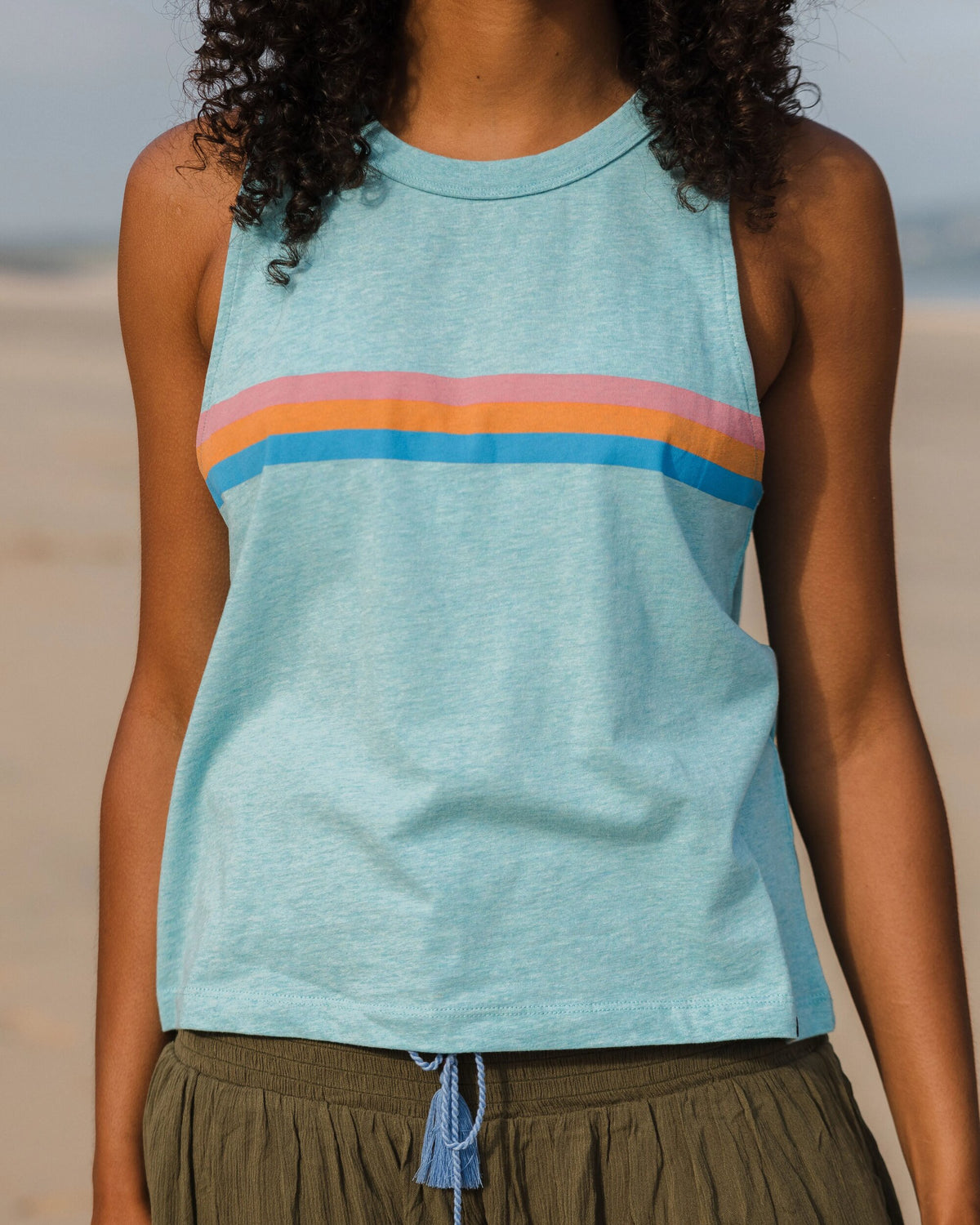 Poinsettia Cotton Vest - Soft Blue Pool Marl - Lifestyle