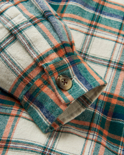 Rootsy Cotton LS Shirt - Birch/Rain Forest Check - Flatlay