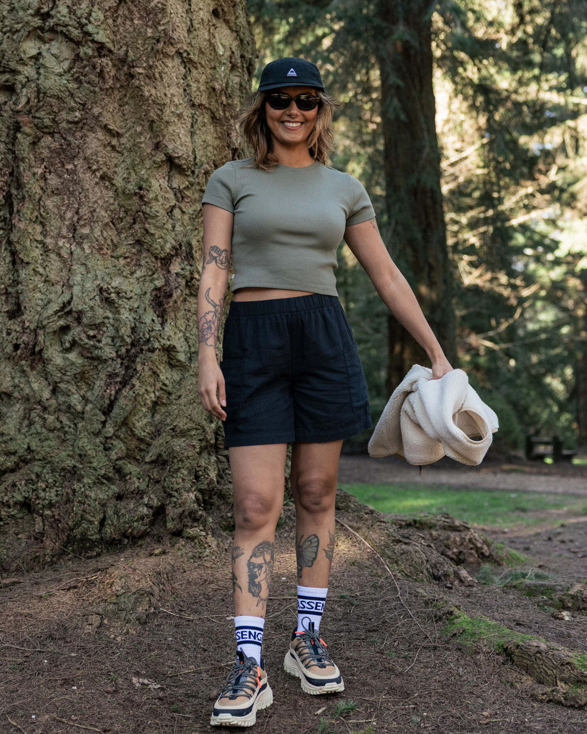 Out There Ribbed Cropped T-Shirt - Dusty Olive - Lifestyle