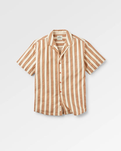 Cove Cotton Textured Shirt - Sunset Orange Stripe - Flatlay