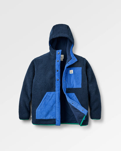 Clover Sherpa Hooded Fleece - Rich Navy - Flatlay