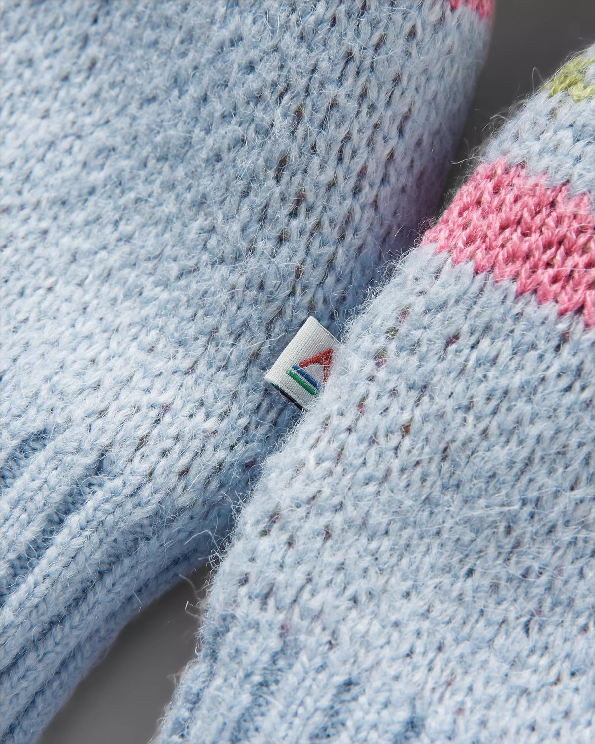 Whimsical Knitted Jumper - Homespun Stripe Blue Fog - Flatlay