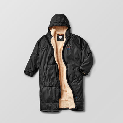 Escapism Sherpa Lined Changing Robe - Black - Flatlay
