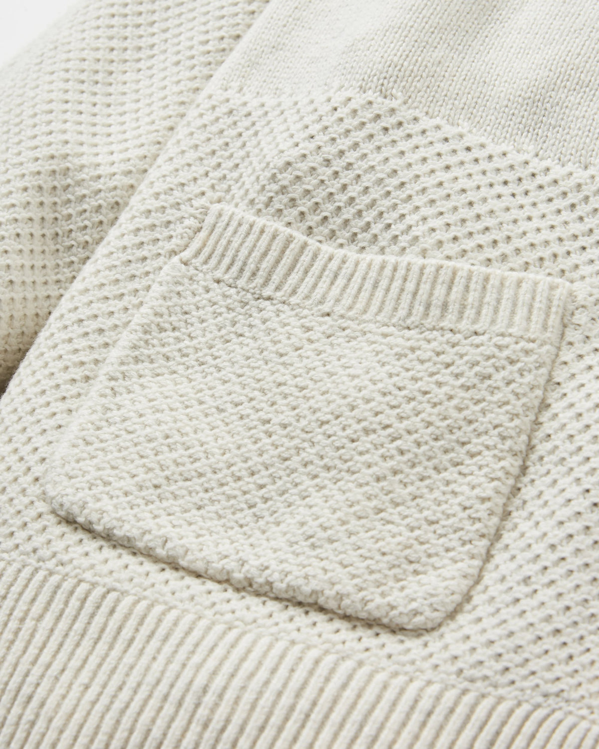 Cove Full Zip Knitted Hoodie - Off White - Flatlay