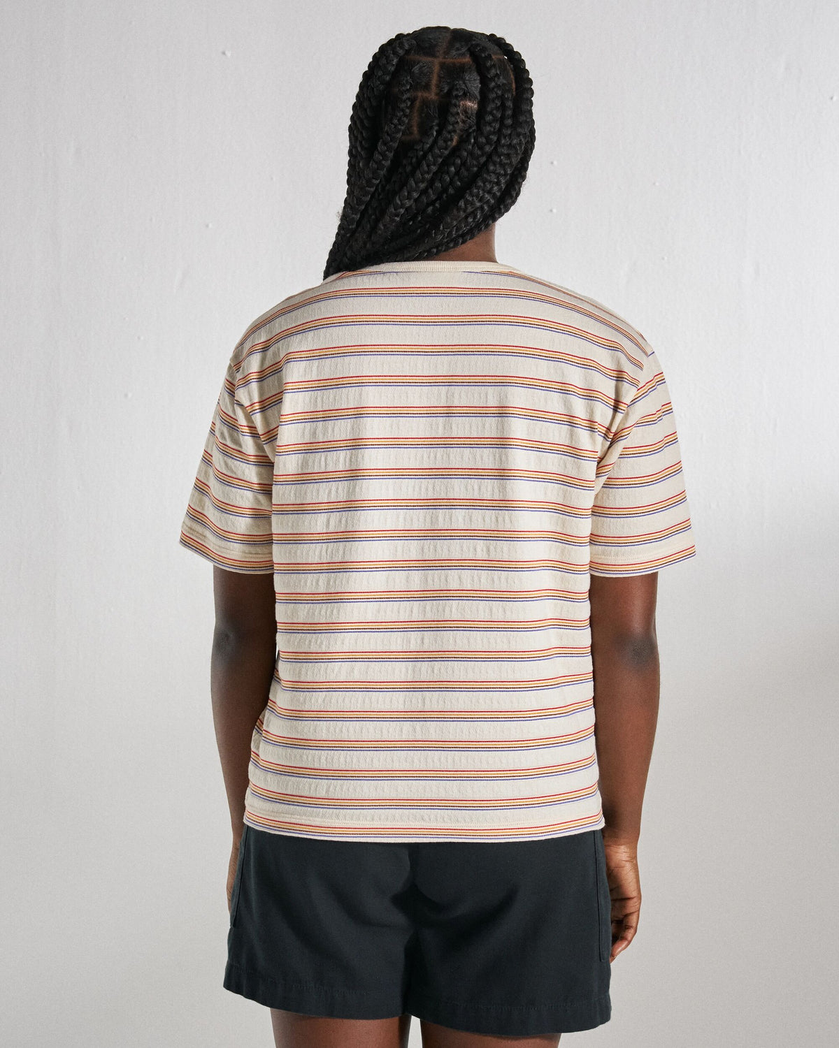 Retro Vibes Cotton T-Shirt - Retro Stripe - Studio Model