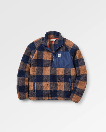 Offroad Sherpa 1/2 Zip Fleece - Toffee/Rich Navy Buffalo - Flatlay