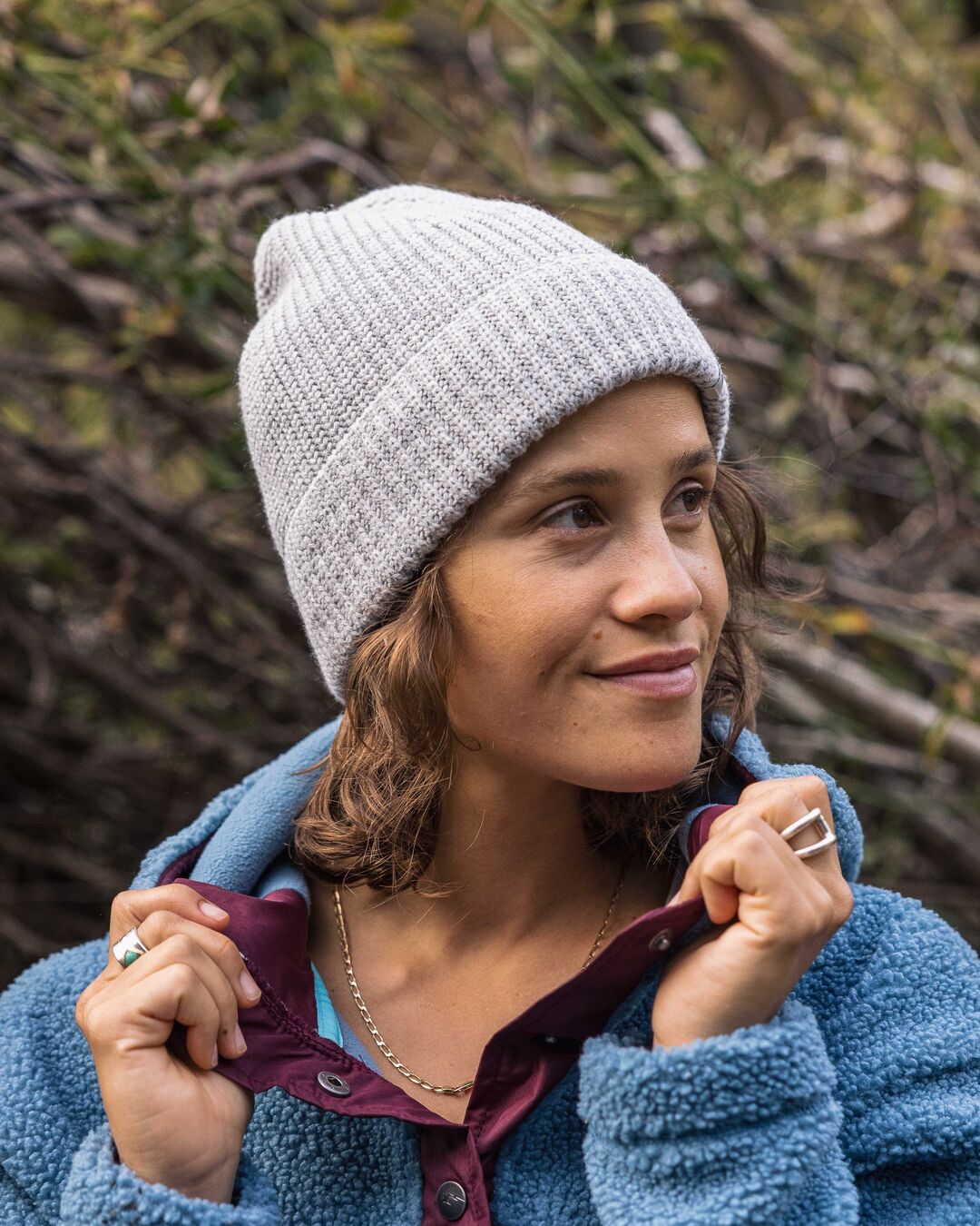 Compass Beanie - Light Grey Marl - Lifestyle - Female