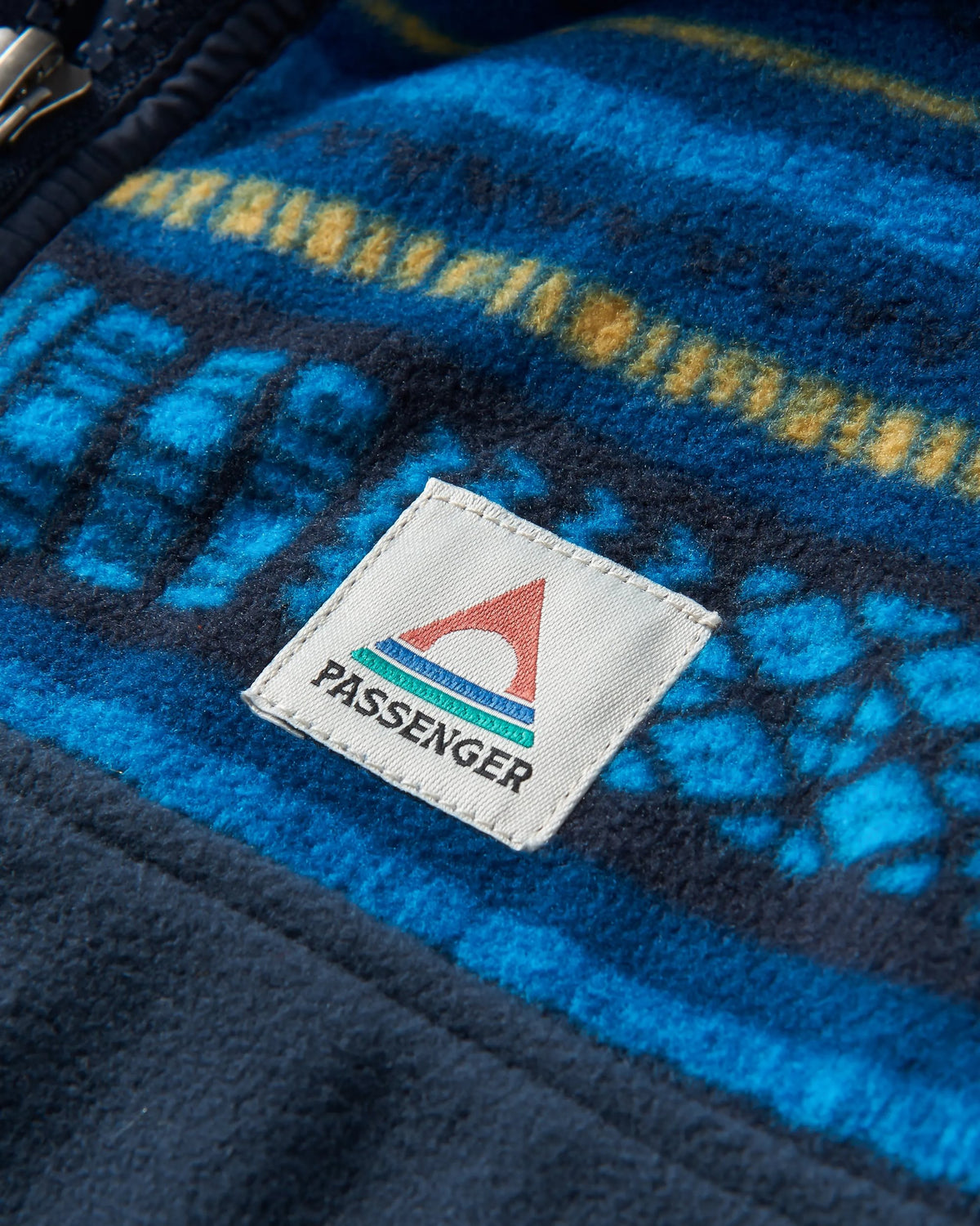Set Off Polar 1/4 Zip Fleece - Patchwork Stripe Tidal Blue/ Deep Navy - Flatlay