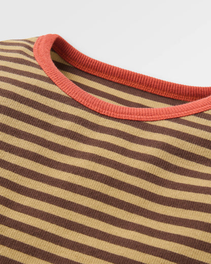 Out There Ribbed LS T-Shirt - Chestnut - Flatlay