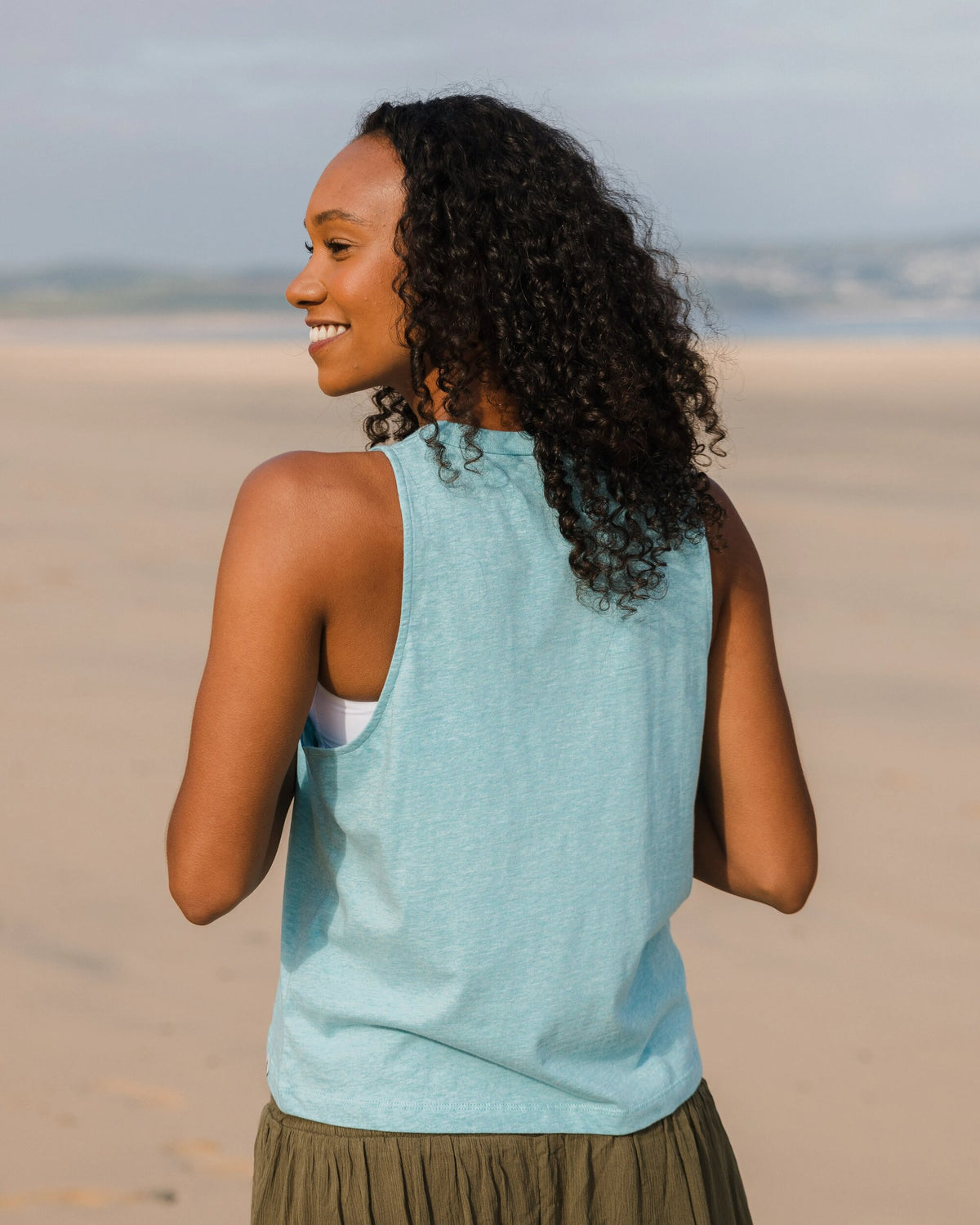 Poinsettia Cotton Vest - Soft Blue Pool Marl - Lifestyle