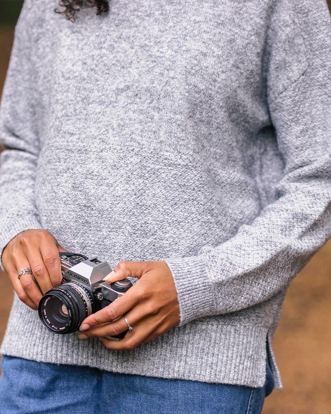 Cove Knitted Jumper - Grey Marl - Lifestyle