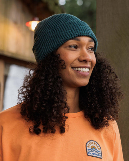 Moss Double Layer Waffle Beanie - Mediterranean - Lifestyle - Female
