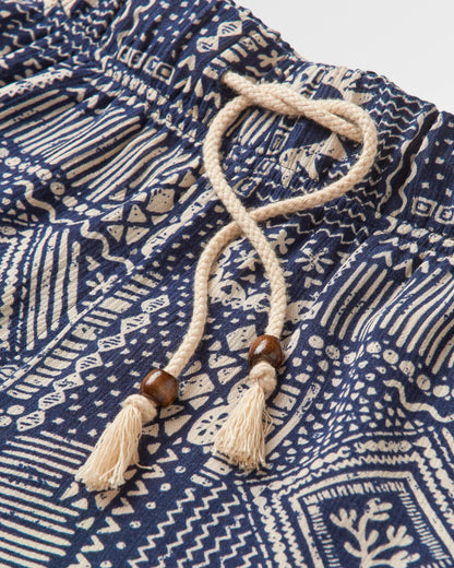 Santosa Woven Short - Vintage Patchwork Navy - Flatlay