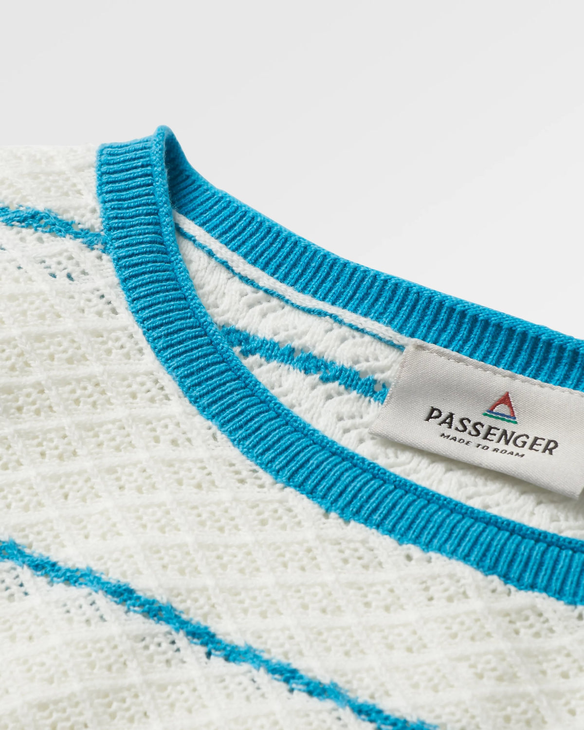 Migrate Knitted Jumper - Blue Pool Stripe - Flatlay