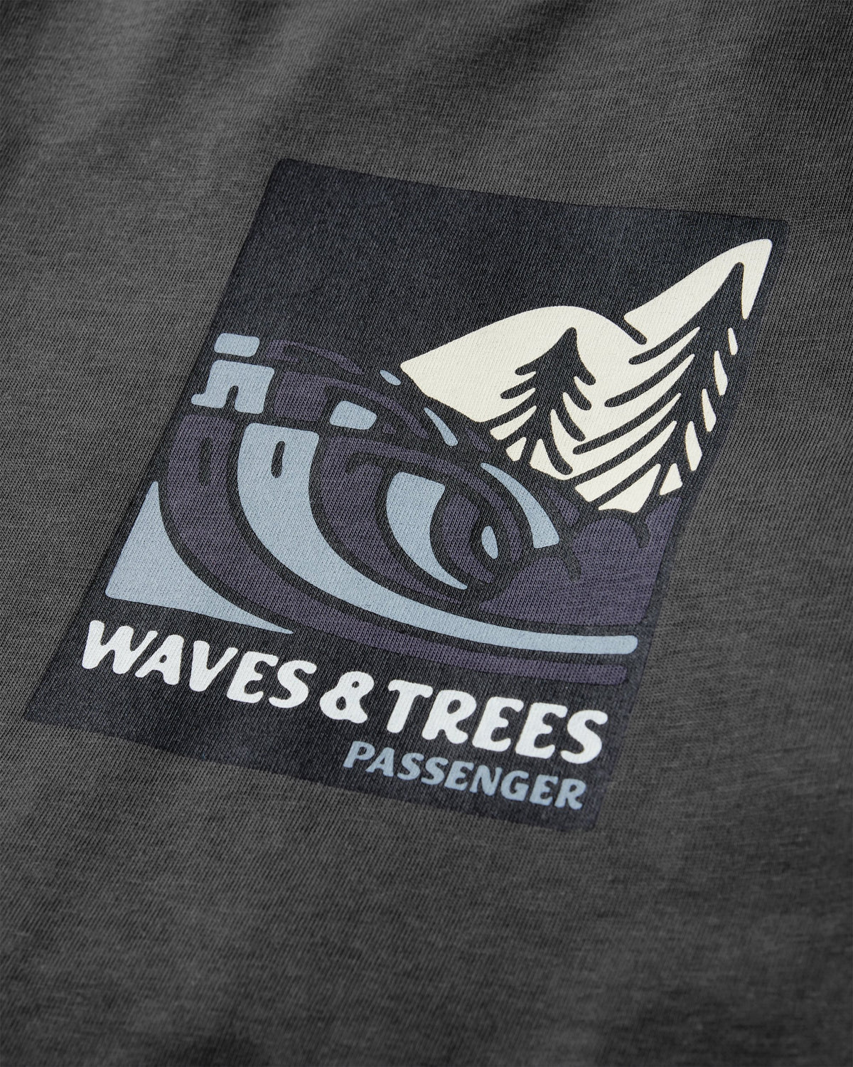 Waves & Trees Cotton T-Shirt - Charcoal - Flatlay